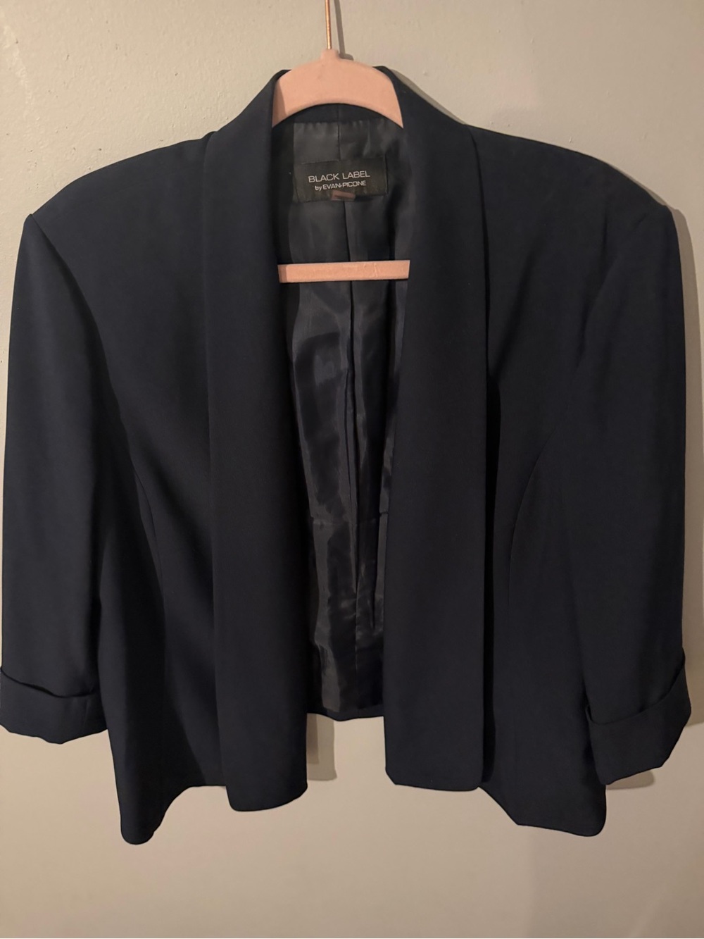 Evan Picone dark navy Draped Open-Front Blazer